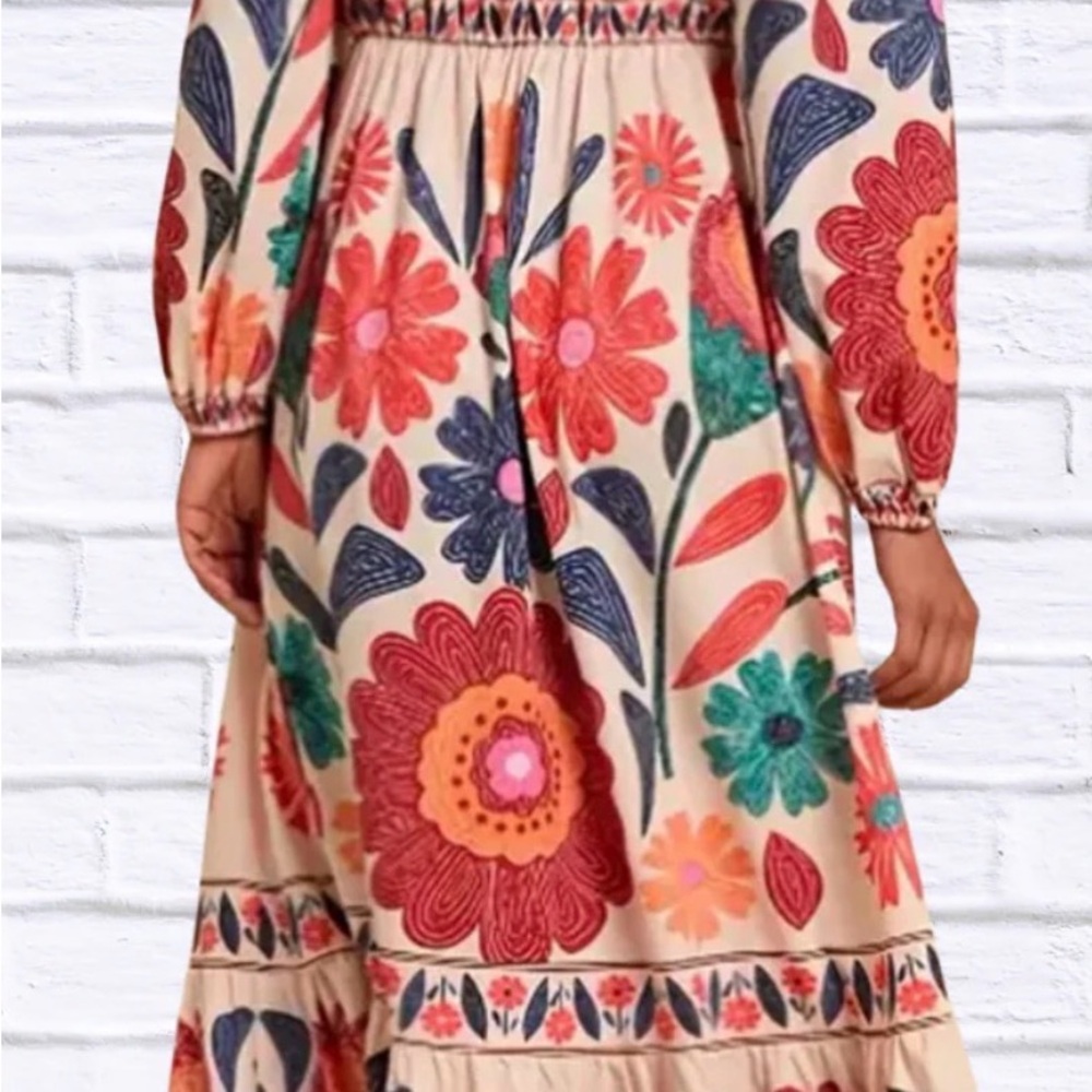 SHEIN Multicolor Floral Long Sleeve Dress - Picture 2 of 5